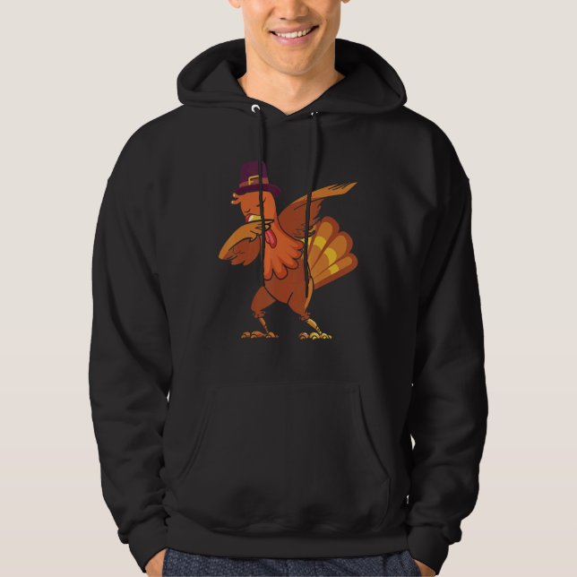 Retro Dabbing Turkey Family Matching Thanksgiving  Hoodie (Front)
