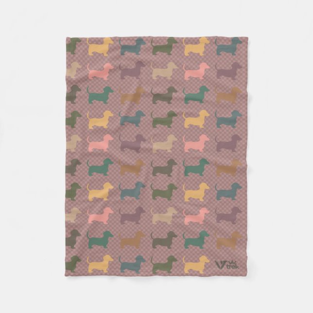Retro Dachshund Fleece Blanket Unique Gift (Front)