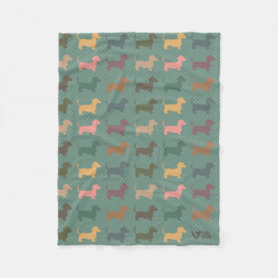 Retro Dachshund Fleece Blanket Unique Gift
