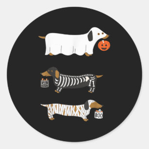 Retro Dachshund Halloween Wiener Dog Pumpkin Weeni Classic Round Sticker
