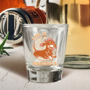 Retro Dachshund "Life is Wienerful" Cute Funny Shot Glass