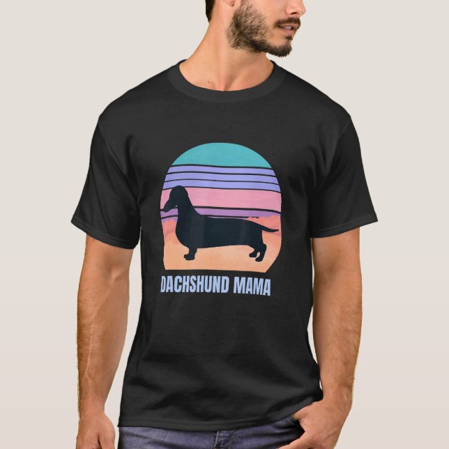 Retro Dachshund Mama  Doxie Dog Owner Mother Silho T-Shirt (Front)