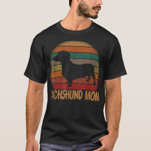 Retro Dachshund Mum Gift Doxie Dog Owner Mother Pe T-Shirt