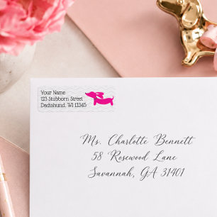 Retro Dachshund Pink and Grey Address Labels