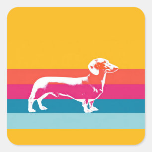 Retro Dachshund Silhouette – Colorful Pop Dog Art Square Sticker