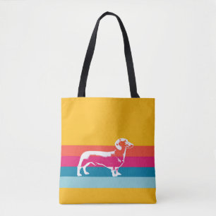 Retro Dachshund Silhouette – Colorful Pop Dog Art Tote Bag