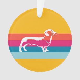 Retro Dachshund Silhouette – Colourful Pop Dog Art Ornament