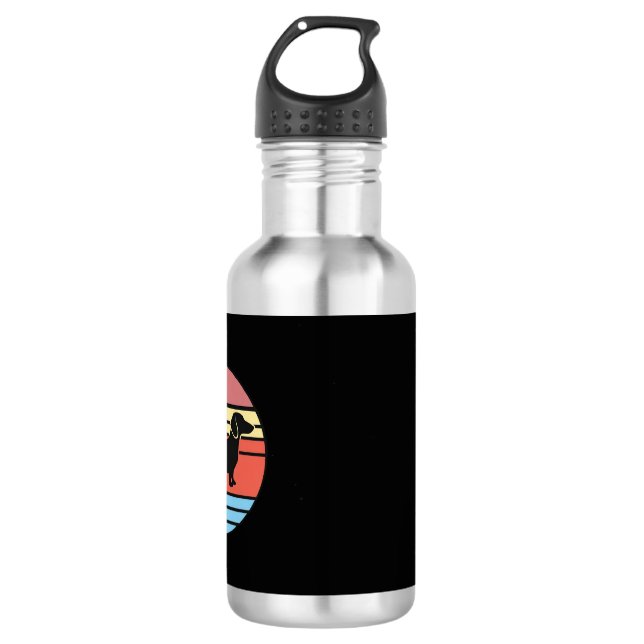 Retro Dachshund Sunset Vector 532 Ml Water Bottle (Front)