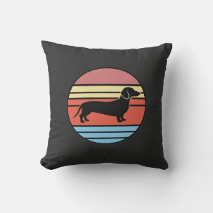 Retro Dachshund Sunset Vector Cushion