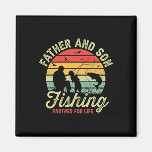 Retro Dad And Son Fishing Partners For Life Father Magnet