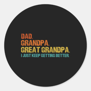 Retro Dad Grandpa Great Grandpa Fathers Day Funny Classic Round Sticker