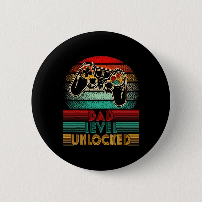 Retro Dad Level Unlocked New Dad Controller Father 6 Cm Round Badge (Front)