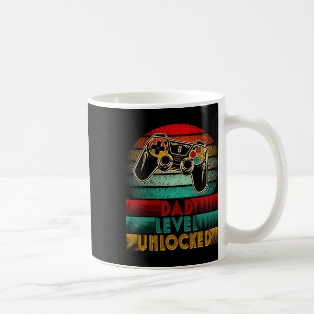 Retro Dad Level Unlocked New Dad Controller Father Coffee Mug (Right)