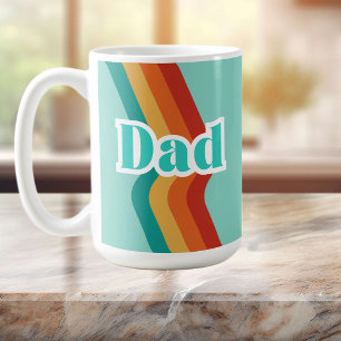 Retro Dad mug, teal blue with stripe Father's Day  Coffee Mug