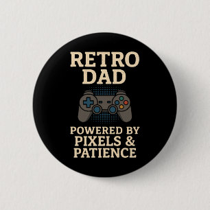 Retro Dad Pixel Gamer Design 6 Cm Round Badge