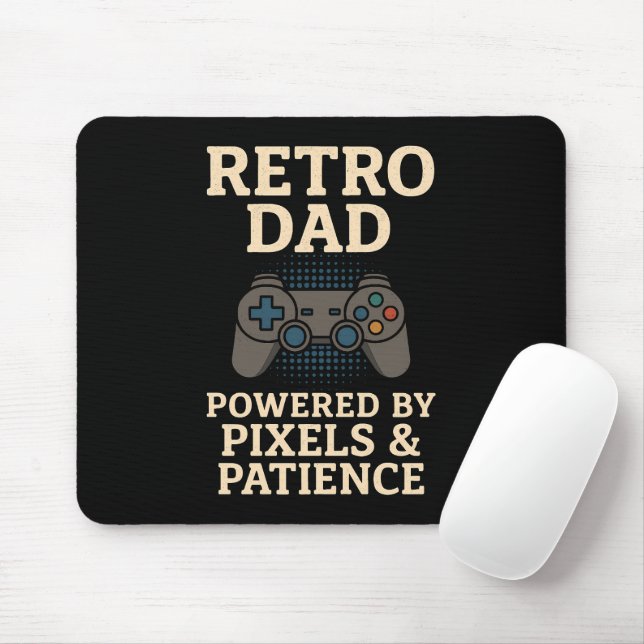 Retro Dad Pixel Gamer Design Mouse Pad (With Mouse)