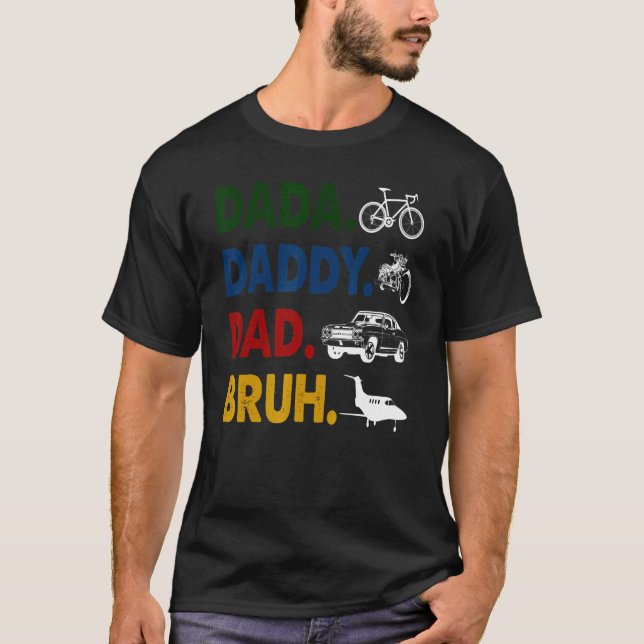 Retro Dada Daddy Dad Bruh Father's Day Motorcycle  T-Shirt (Front)