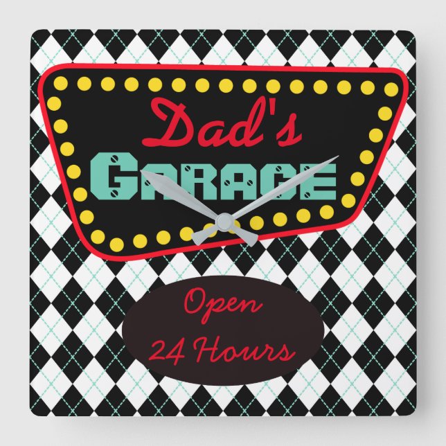 Retro Dad's Garage Wall Clock Father's Day Gift (Front)