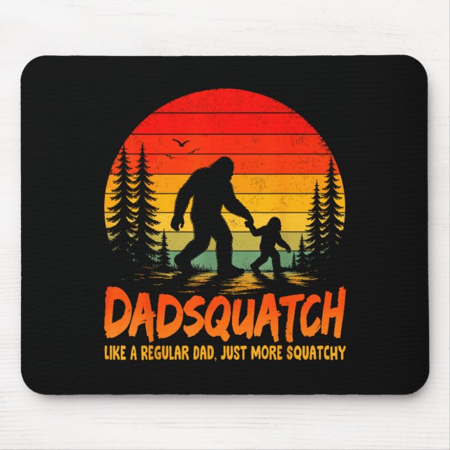 Retro dadsquatch like a regular dad bigfoot papa mouse pad (Front)