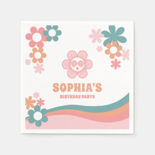 Retro Daisies Birthday Party Napkin