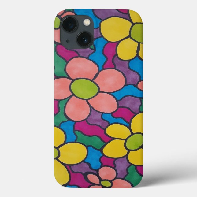 Retro Daisies Colourful Print Case-Mate iPhone Case (Back)