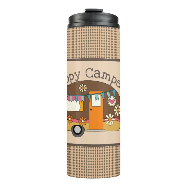 Retro Daisies Happy Camper Thermal Tumbler (Front)