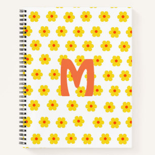Retro Daisies Yellow and Orange and White Flowers Notebook