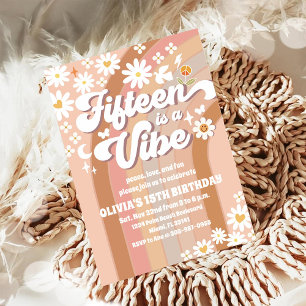 Retro Daisy 15th Birthday Invitation