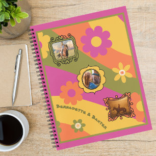 Retro Daisy 3 Photo Horse Pet Collage and Name Notebook