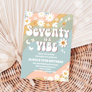 Retro Daisy 70th Birthday Invitation