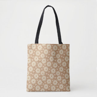 Retro Daisy and Heart Tote Bag