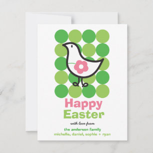 Retro Daisy Baby Chick Bird Cute Whimsical Easter Holiday Card