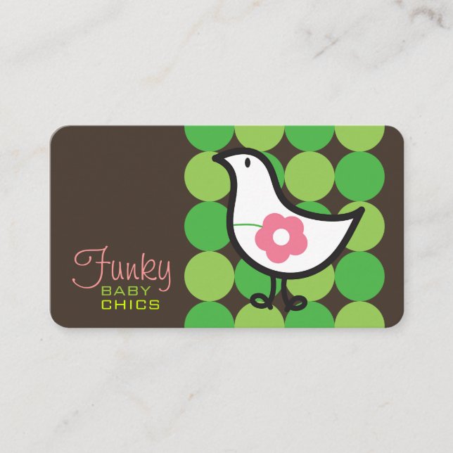 Retro Daisy Baby Chick Bird Whimsical Cute Dots Business Card (Front)