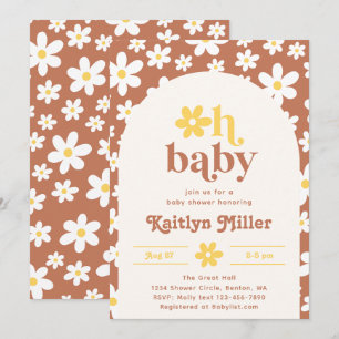 Retro Daisy Baby Shower Invitation Retro Baby