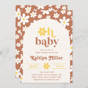 Retro Daisy Baby Shower Invitation   Retro Baby
