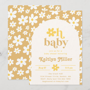 Retro Daisy Baby Shower Invitation Retro Baby