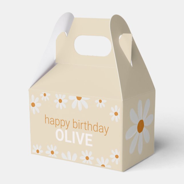 Retro Daisy Birthday Favour Box (Front Side)