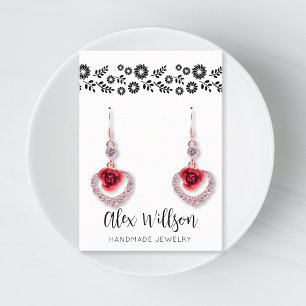 Retro Daisy Black and White Simple Floral Jeweller Business Card