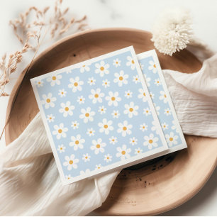 Retro Daisy blue Paper Plates Napkin