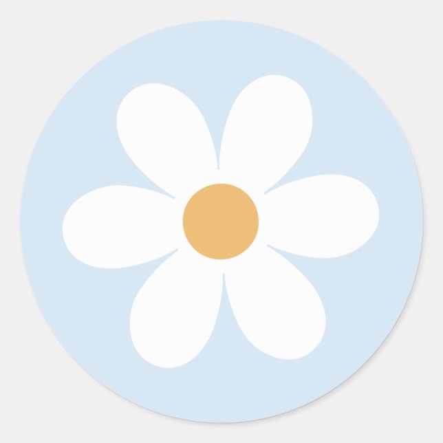 Retro daisy boho blue classic round sticker (Front)