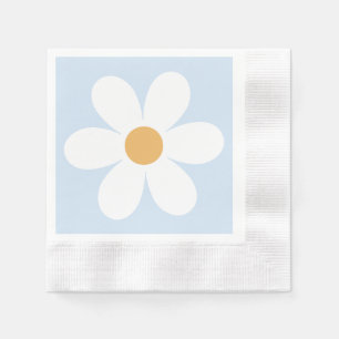 Retro daisy boho blue napkin