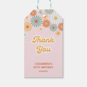 Retro Daisy Boho Groovy Floral Birthday Gift Tags