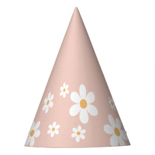 retro daisy boho pink Party Hat