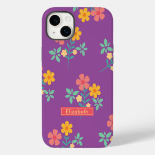 Retro Daisy Bouquet in Purple iPhone 14 Plus Case