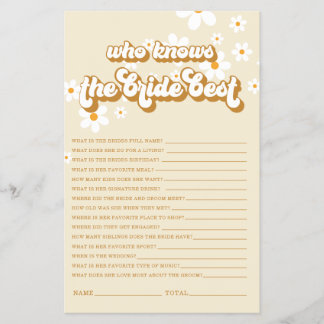 Retro Daisy bridal shower Game Flyer