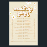 Retro Daisy bridal shower Game Flyer<br><div class="desc">Who knows the Bride best Bridal "Would she rather" shower game. Retro daisy design.</div>