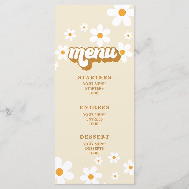 Retro Daisy Bridal Shower Menu (Front)