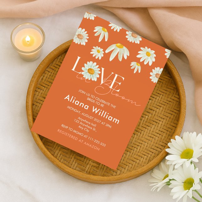 Retro Daisy Burnt Orange Bridal Shower Invitation (Creator Uploaded)
