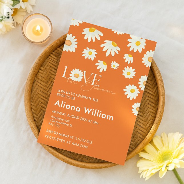Retro Daisy Burnt Orange Bridal Shower Invitation (Creator Uploaded)