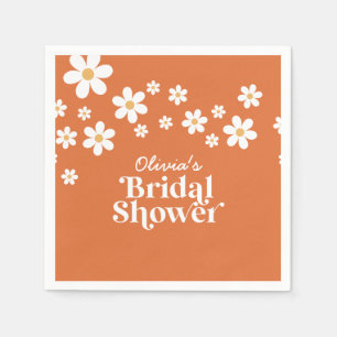 Retro Daisy burnt orange bridal shower Napkin